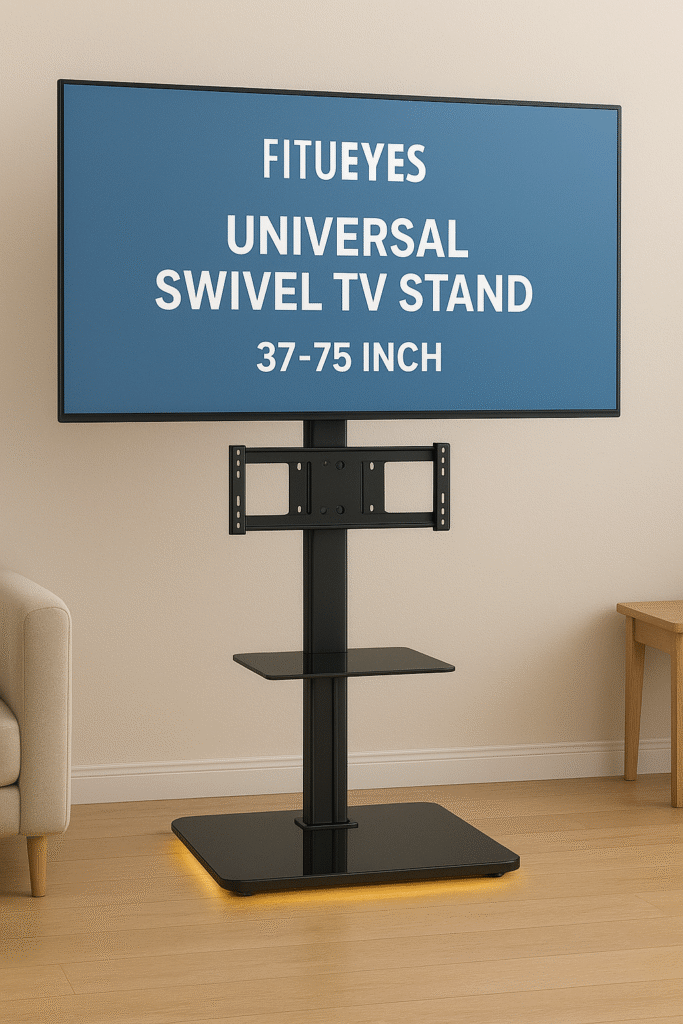 FITUEYES Swivel Floor space saving TV Stand with Mount